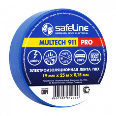 Лента изоляционная ПВХ синяя 19 мм*25 м Safeline